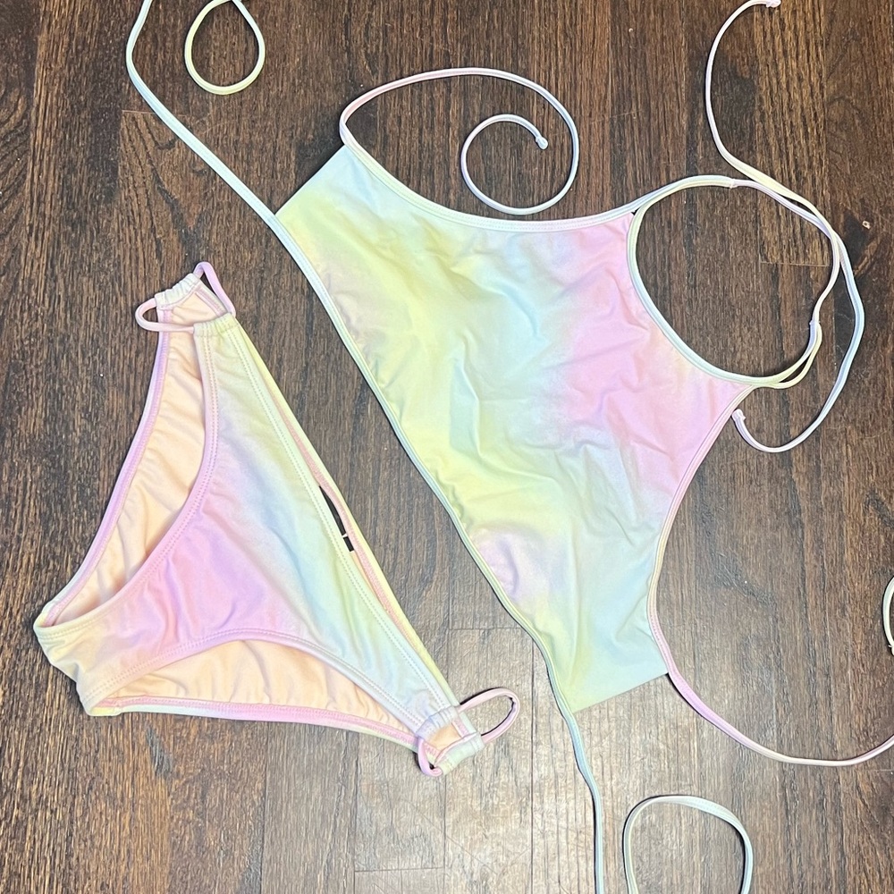 LA hearts soft pastel tye dye pastel bikini size M - Picture 5 of 10